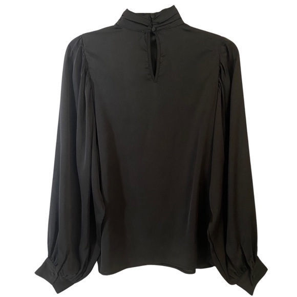 VINE & LOVE  Black Silky Blouse Long Sleeves - Picture 2 of 6